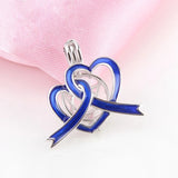 925 Silver Autism Awareness Double Heart Pearl Locket Pendant
