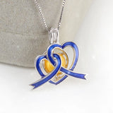 925 Silver Autism Awareness Double Heart Pearl Locket Pendant