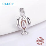 925 Sterling Silver Double Dolphin Wish Pearl Pendant Locket