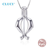 925 Sterling Silver Double Dolphin Wish Pearl Pendant Locket