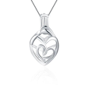 Mother and Kid Love 925 Sterling Silver Wish Pearl Locket Necklace Pendant