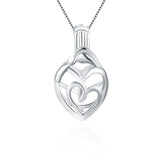 Mother and Kid Love 925 Sterling Silver Wish Pearl Locket Necklace Pendant