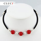 3pcs Red Agate Necklaces Shell Pearls Zirconia Choker BN011SB