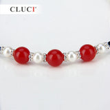 3pcs Red Agate Necklaces Shell Pearls Zirconia Choker BN011SB