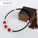 3pcs Red Agate Necklaces Shell Pearls Zirconia Choker BN011SB
