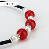 3pcs Red Agate Necklaces Shell Pearls Zirconia Choker BN011SB