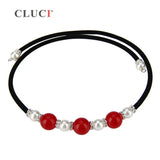 3pcs Red Agate Necklaces Shell Pearls Zirconia Choker BN011SB