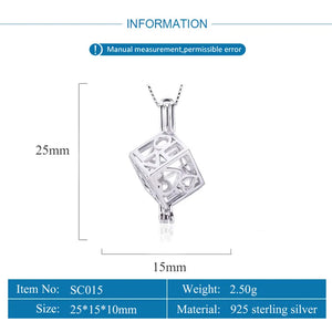 925 Sterling Silver Big Box Cage Pendant for Women