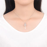 925 Silver Flower Key Pendant Necklace SC029SB