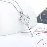 925 Silver Flower Key Pendant Necklace SC029SB