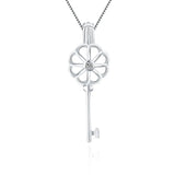 925 Silver Flower Key Pendant Necklace SC029SB