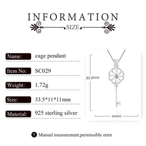 925 Silver Flower Key Pendant Necklace SC029SB