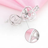 925 Silver Heart Pendant Necklace with Butterfly Pearl Locket