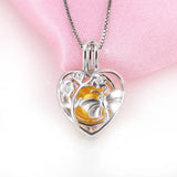 925 Silver Heart Pendant Necklace with Butterfly Pearl Locket