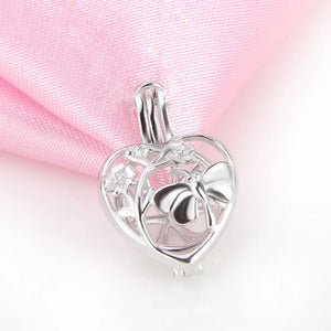 925 Silver Heart Pendant Necklace with Butterfly Pearl Locket