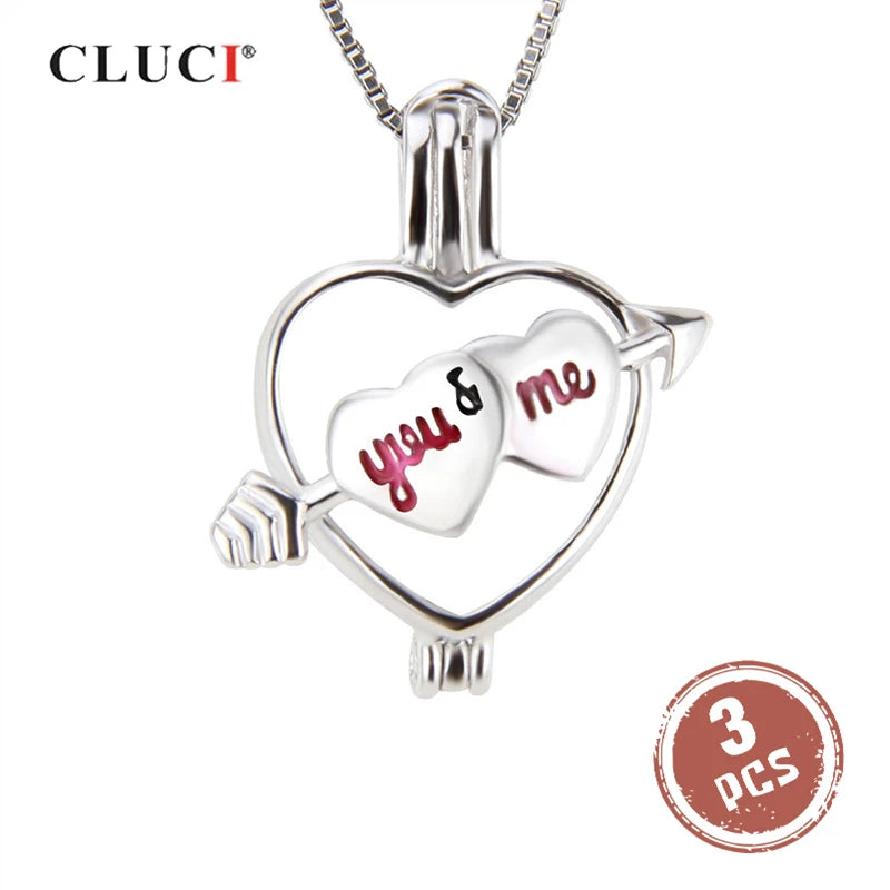 925 Love Arrow Heart Pendant Women Sterling Silver Charms SC219SB