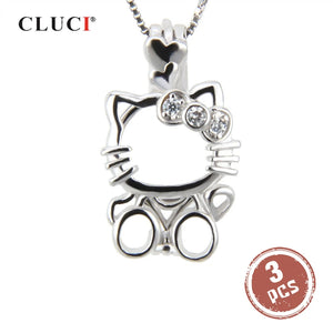 925 Silver Cat Shaped Pearl Locket Pendant for Women