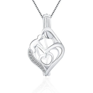 Mother's Double Heart 925 Sterling Silver Pendant Jewelry