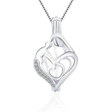 Mother's Double Heart 925 Sterling Silver Pendant Jewelry