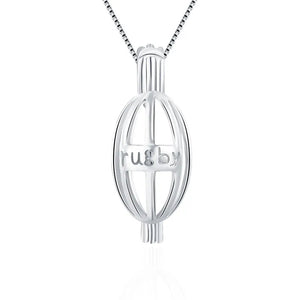 3pcs 925 Silver Rugby Cage Pendant Women Necklace Jewelry Making SC134SB