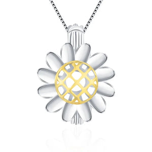 925 Sunflower Hollow Cage Pendant Fine Jewelry Silver 925 Pendants For Women