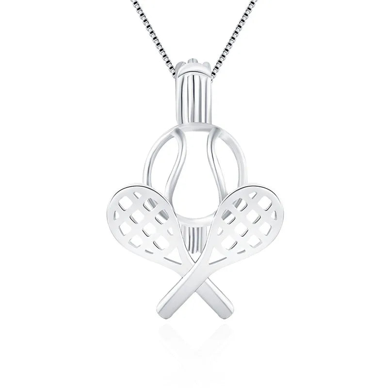 925 Tennis Racquet Sports Cage Pendant 925 Sterling Silver Charms Pendant Women