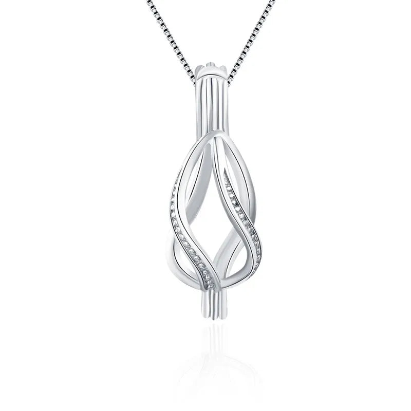 Twisted Charms 925 Sterling Silver Necklace Cage Pendant