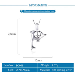 925 Sterling Silver Dolphin Pearl Pendant Locket Jewelry for Women
