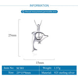 925 Sterling Silver Dolphin Pearl Pendant Locket Jewelry for Women
