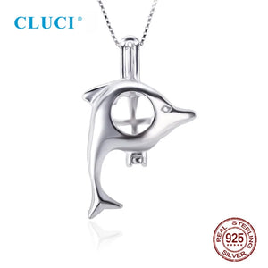 925 Sterling Silver Dolphin Pearl Pendant Locket Jewelry for Women