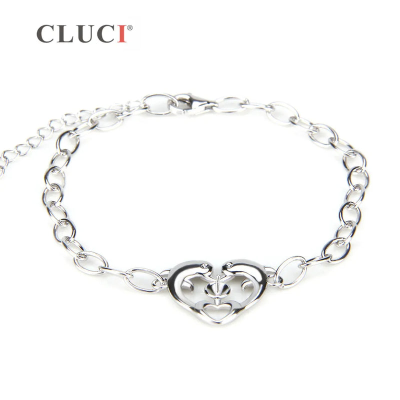 925 Silver Double Love Heart Charms Bracelet for Women Valentine Gift Jewelry