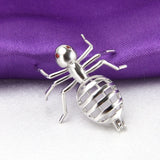 925 Silver Ant Shaped Cage Pendant Red Zircon Gemstone Pendant