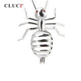 925 Silver Ant Shaped Cage Pendant Red Zircon Gemstone Pendant