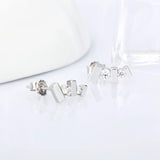 925 Silver Geometric Zircon Stud Earrings for Party DE015SB