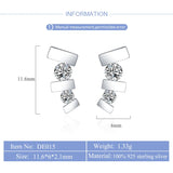 925 Silver Geometric Zircon Stud Earrings for Party DE015SB