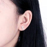 925 Silver Geometric Zircon Stud Earrings for Party DE015SB