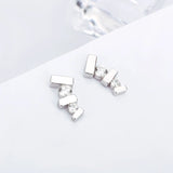 925 Silver Geometric Zircon Stud Earrings for Party DE015SB