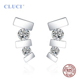 925 Silver Geometric Zircon Stud Earrings for Party DE015SB