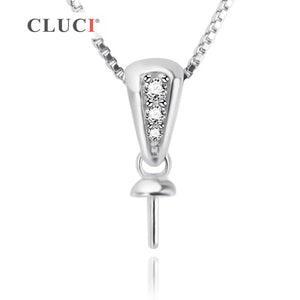 925 Silver Rhinestone Necklace Pendant for 7-8mm Pearls