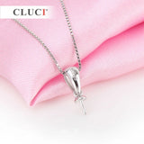 925 Silver Rhinestone Necklace Pendant for 7-8mm Pearls