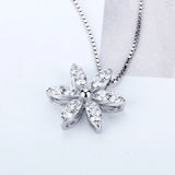 925 Silver Flower Pendant with Zircons for Women