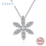 925 Silver Flower Pendant with Zircons for Women