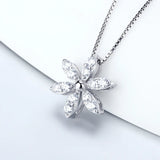 925 Silver Flower Pendant with Zircons for Women