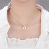 925 Silver Flower Pendant with Zircons for Women