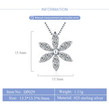 925 Silver Flower Pendant with Zircons for Women