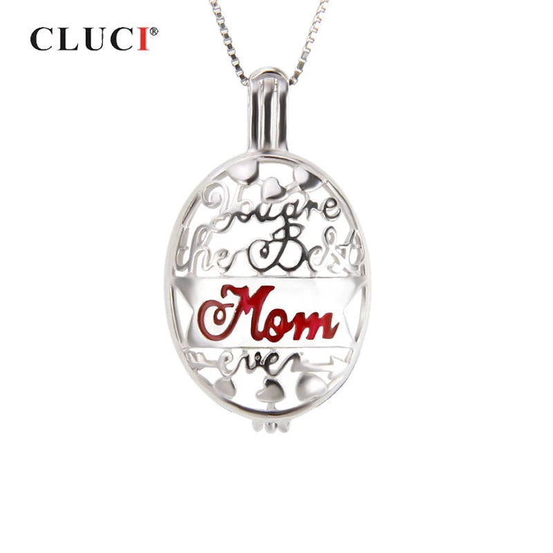 925 Silver Oval Mother's Gift Cage Pendant Women Jewelry SC239SB