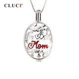 925 Silver Oval Mother's Gift Cage Pendant Women Jewelry SC239SB