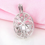 925 Silver Oval Mother's Gift Cage Pendant Women Jewelry SC239SB