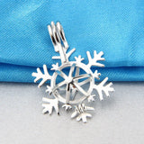 925 Silver Red Zircon Snowflake Pendant Charm for Women