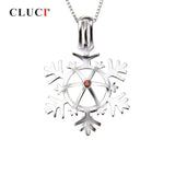 925 Silver Red Zircon Snowflake Pendant Charm for Women
